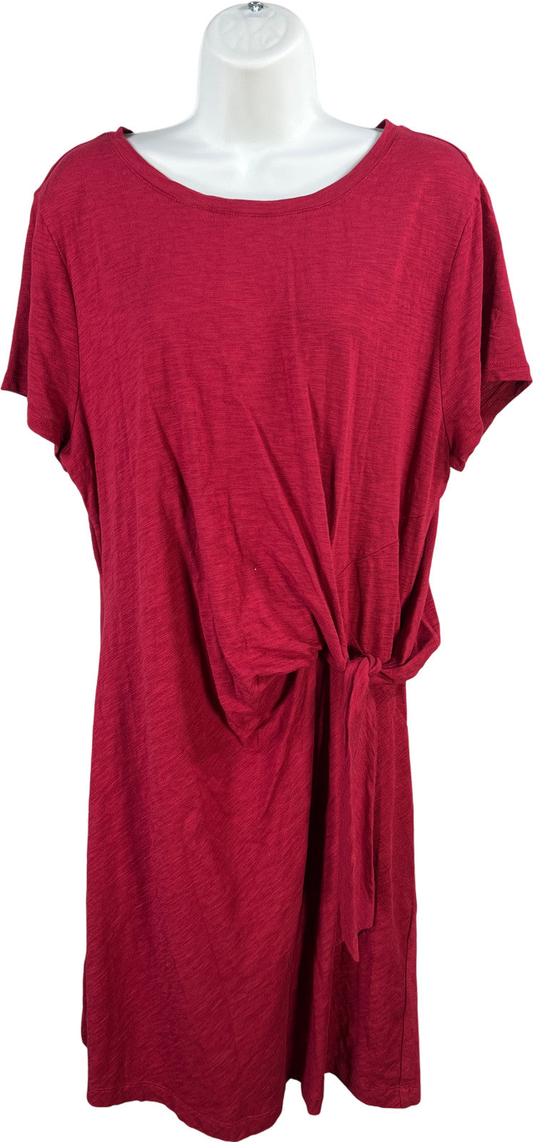 Chico’s Women’s Red Short Sleeve Tie Side T-Shirt Dress - 3P/ 16 Petite