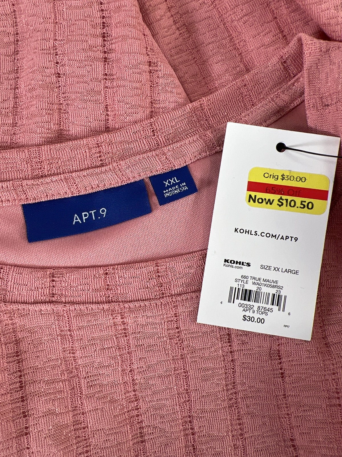 APT 9 Women’s Pink Mauve Sleeveless Lined Shirt - XXL