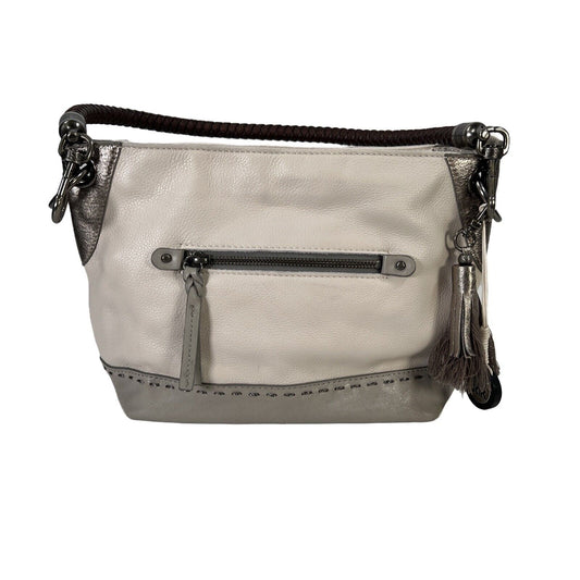 The Sak Gray/White Leather Medium Shoulder Bag Purse