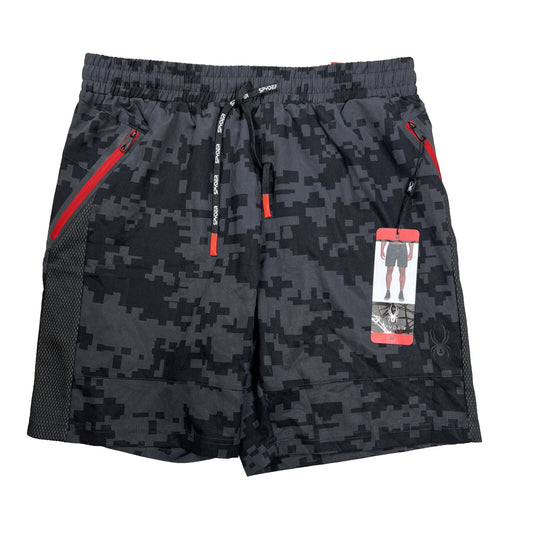 NEW Spyder Men's Black/Red Active Athletic Shorts With Zip Pockets - M