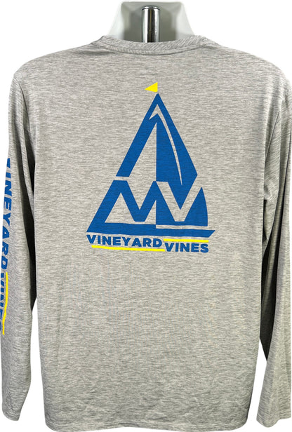 Vineyard Vines Men’s Gray Heather Performance Long Sleeve Athletic Shirt - M