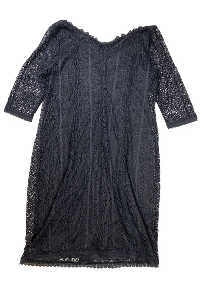 NEW Isabel Toledo Women's Black 3/4 Sleeve Lace Shift Dress - 18