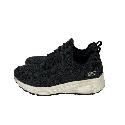 Skechers Bobs Women's Gray/Black Stretch Knit Sneakers - 8
