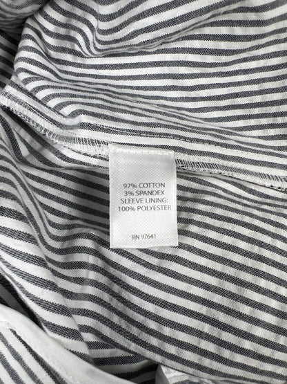 J.Jill Women’s White/Gray Stripe Seersucker Single Button Blazer Jacket - XS