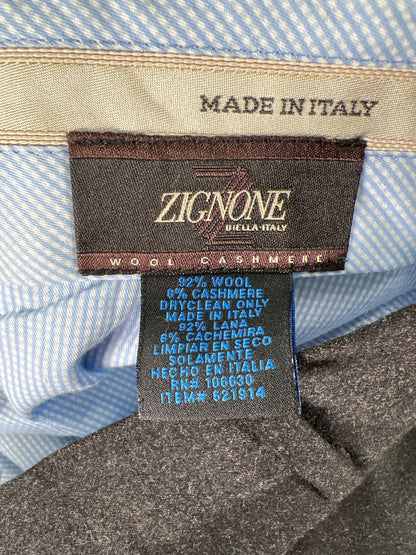 Enzo Mantovani Men’s Black Wool/Cashmere Blend Dress Pants - 36X30