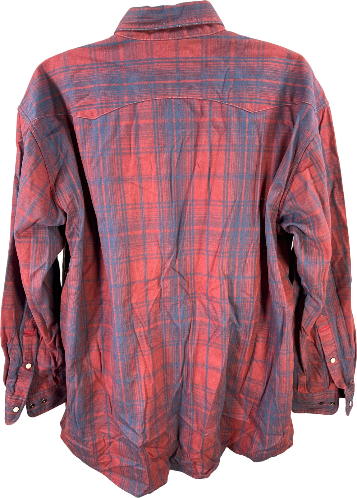 Orvis Men’s Red/Blue Plaid Trout Bum Long Sleeve Snap Button Up Shirt - XXL