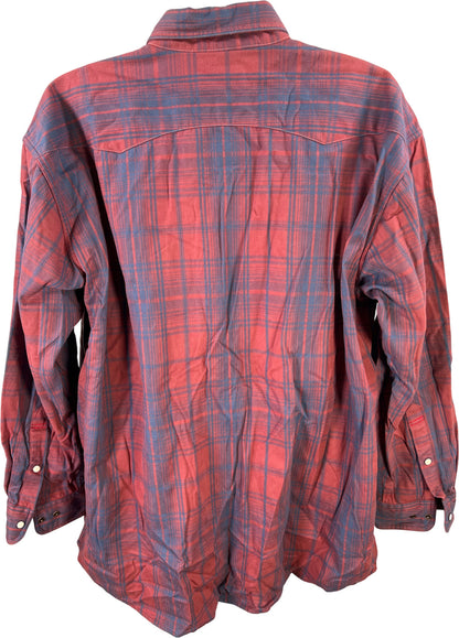 Orvis Men’s Red/Blue Plaid Trout Bum Long Sleeve Snap Button Up Shirt - XXL