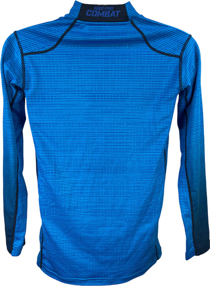 Nike Men’s Blue Pro Combat Hyperwarm Athletic Base Layer Shirt - L