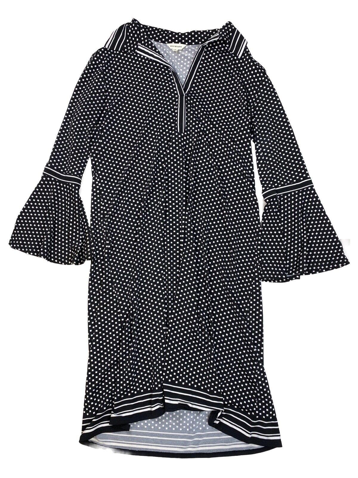 Max Studio Women's Black 3/4 Bell Sleeve Stretch Shift Dress - S