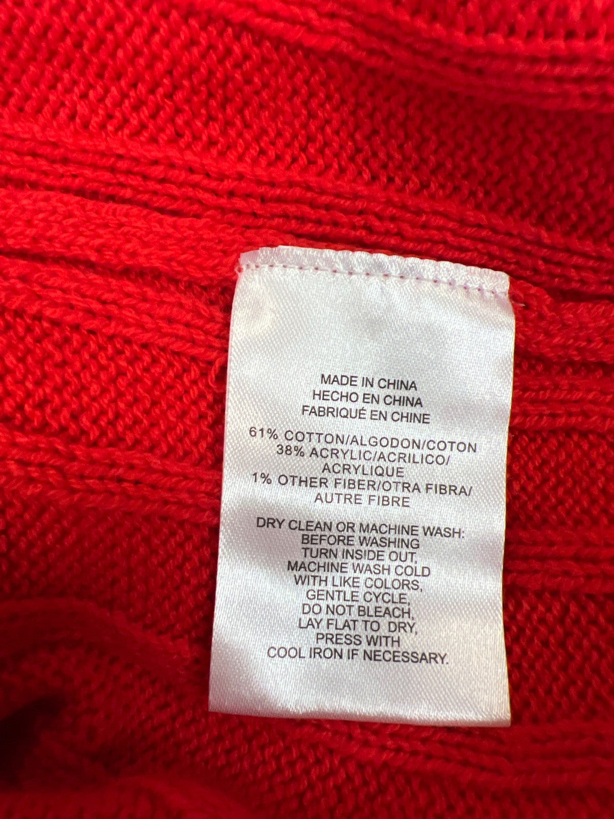 Jone New York Women’s Red Long Sleeve Cable Knit Sweater - L