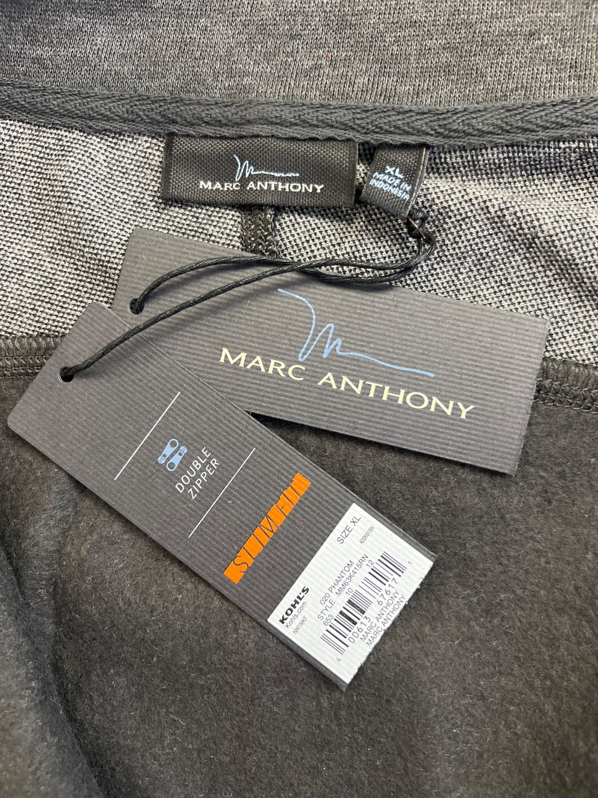 Marc Anthony Men’s Gray Slim Fit Double Zipper Sweater Jacket - XL