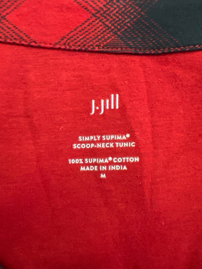 J.Jill Women’s Red Buffalo Plaid Scoop Neck Long Sleeve Tunic Shirt - M
