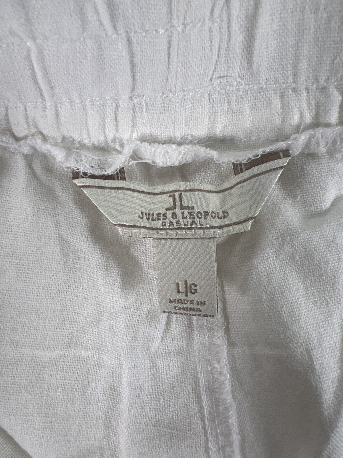 Jules and Leopold Women’s White Linen Blend Capri Jogger Pants - L