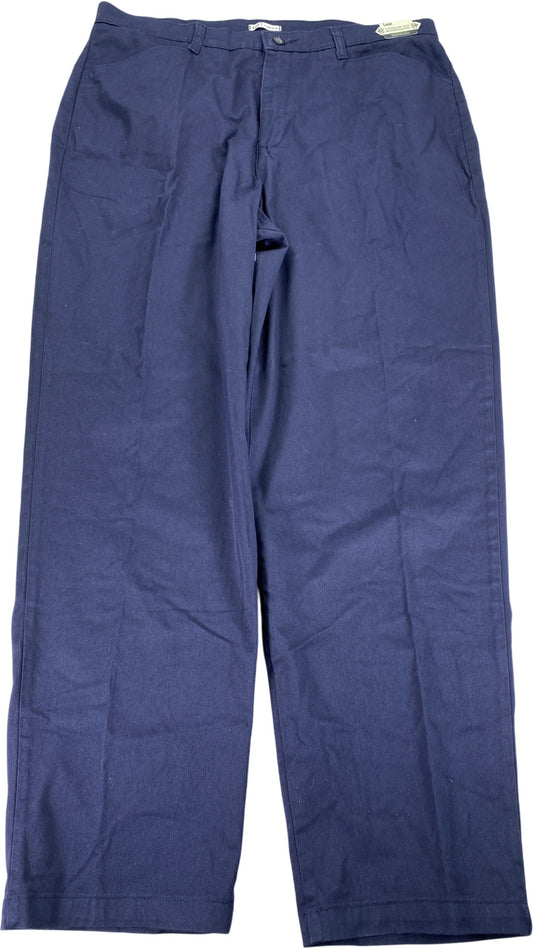 Lee Women’s Navy Blue Plain Front Straight Leg Pants - 16 Plus