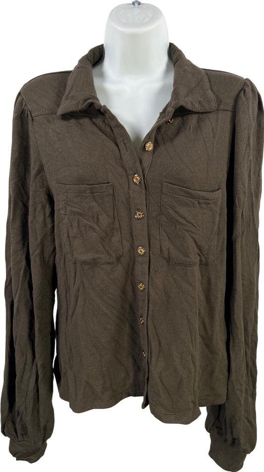 White House Black Market Women’s Green The Passporter Button Up Shirt - M