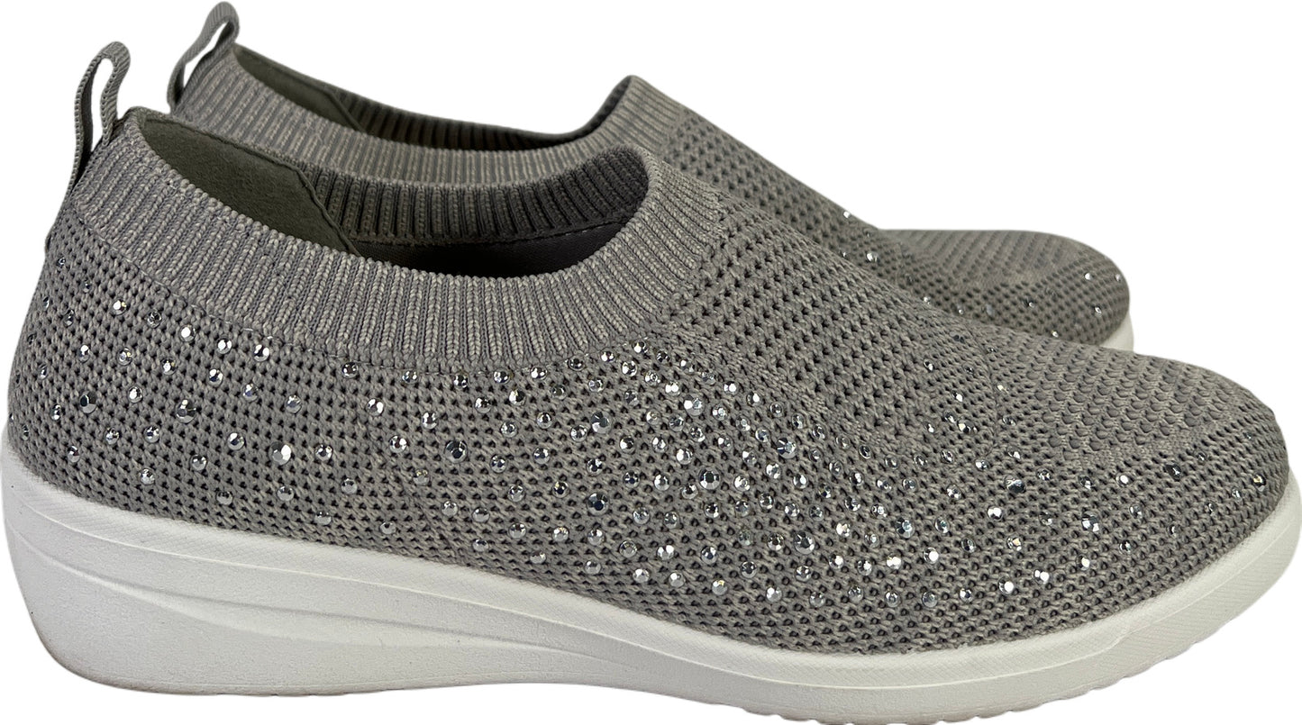 Anne Klein Men’s Gray Rhinestone Yonina Stretch Slip On Sneakers - 7.5