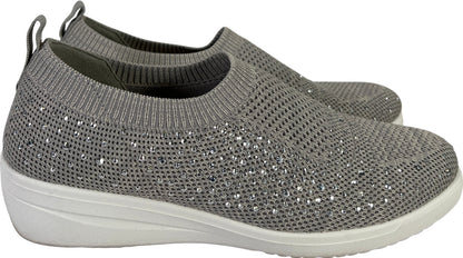 Anne Klein Men’s Gray Rhinestone Yonina Stretch Slip On Sneakers - 7.5
