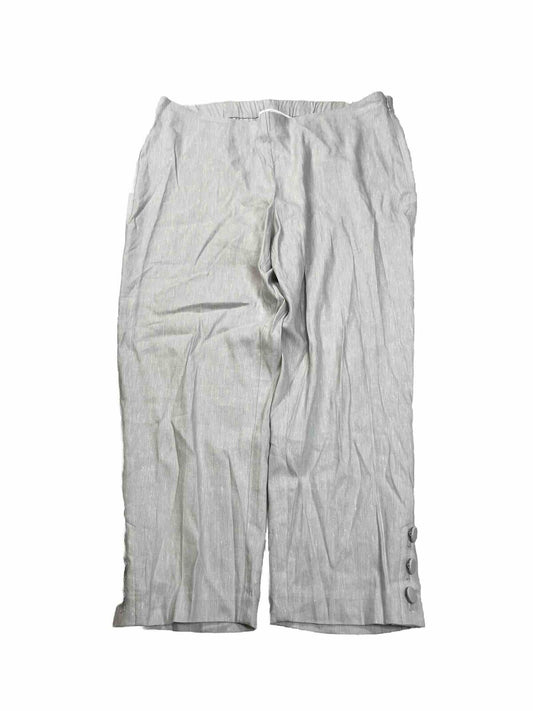 NEW J.Jill Women's Gray/Zinc Linen Stretch Cropped Pants - L Petite