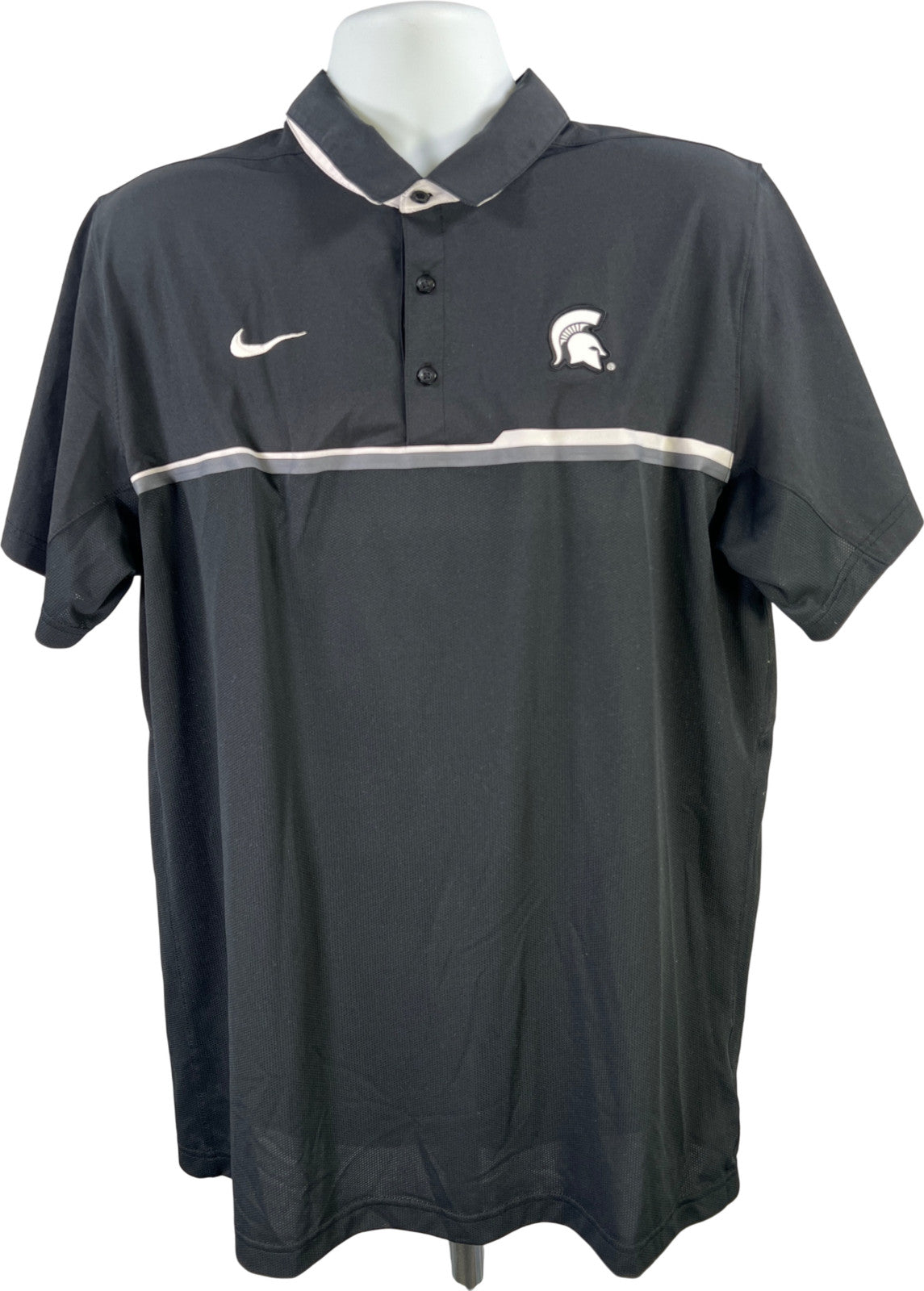 Nike Men’s Black MSU Spartans Dri-Fit Breathable Short Sleeve Polo Shirt - XL