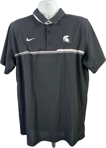 Nike Men’s Black MSU Spartans Dri-Fit Breathable Short Sleeve Polo Shirt - XL