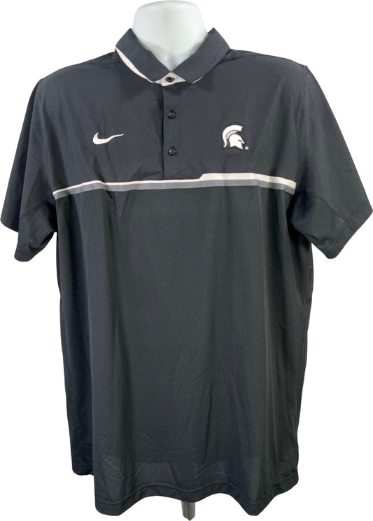Nike Men’s Black MSU Spartans Dri-Fit Breathable Short Sleeve Polo Shirt - XL