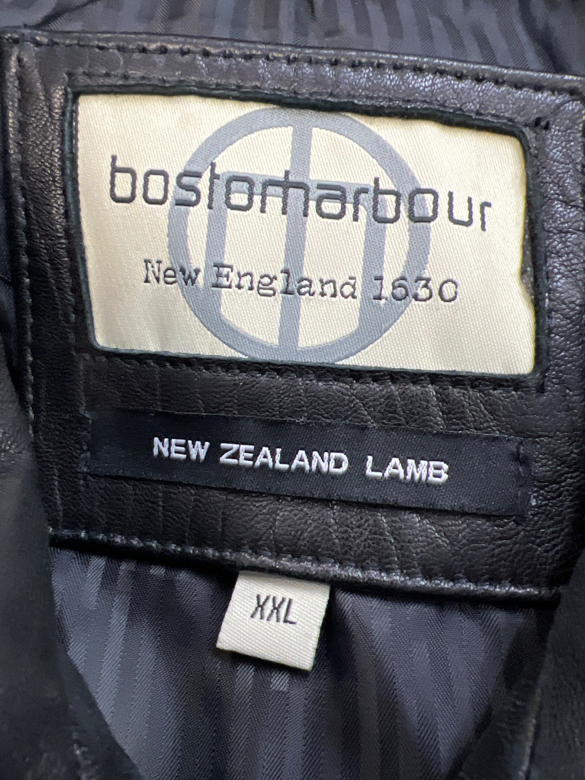 Boston Harbour Men’s Black Leather Full Zip Basic Jacket - XXL