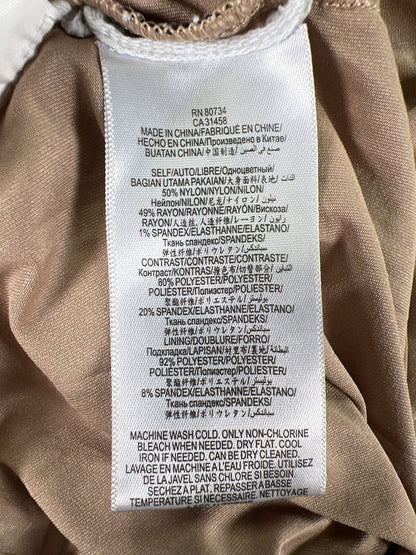 BCBGMaxazria Women’s Blue/White Lace Lined Long Sleeve Sheath Dress - L