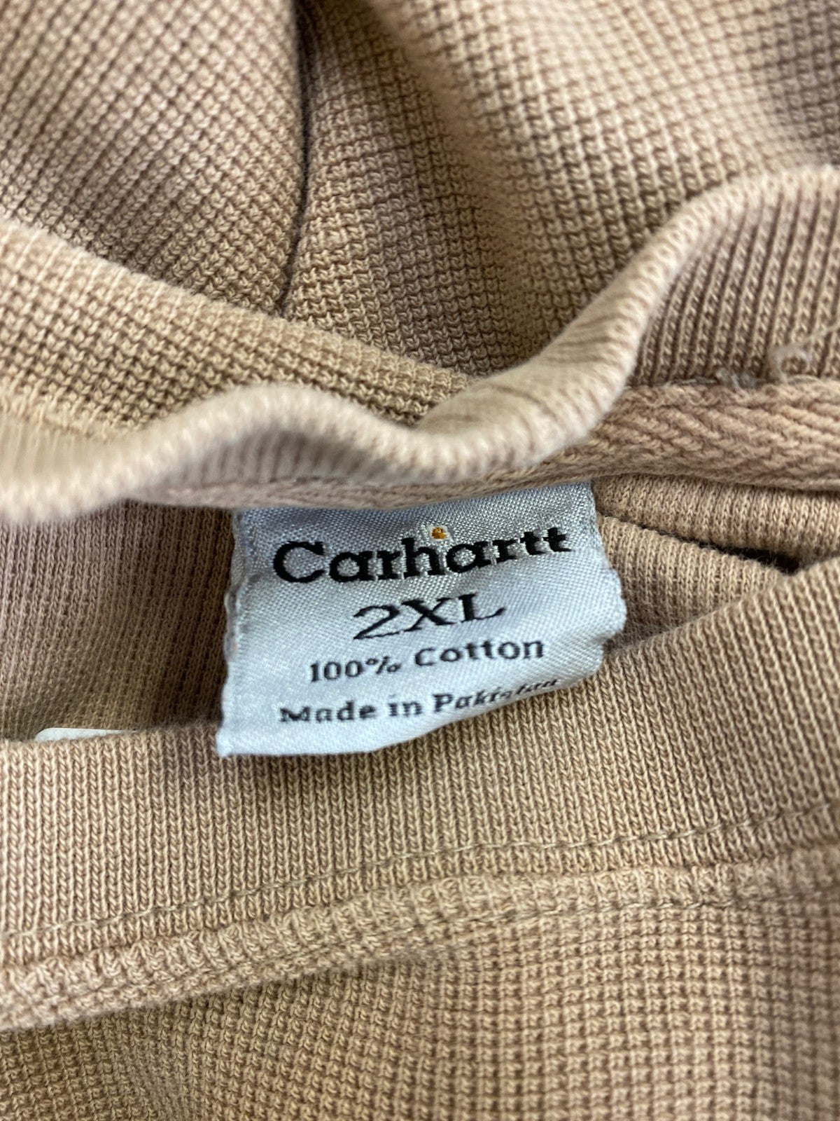 Carhartt Women’s Beige Waffle Knit Long Sleeve Shirt - 2XL
