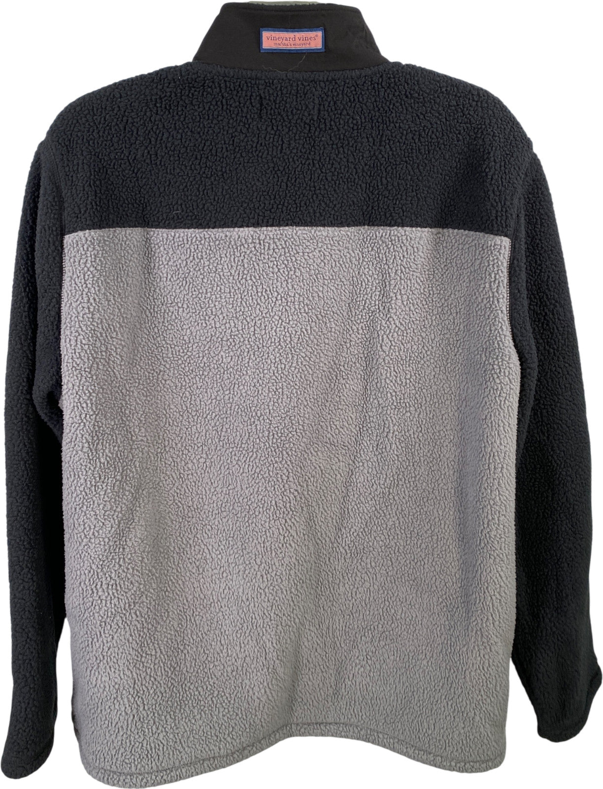 Vineyard Vines Men’s Gray/Black Colorblock 1/4 Zip Pullover Sherpa Jacket - 2XL