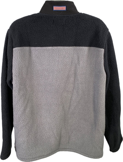 Vineyard Vines Men’s Gray/Black Colorblock 1/4 Zip Pullover Sherpa Jacket - 2XL