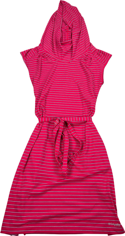 NEW Columbia Women’s Pink Striped Short Sleeve Reel Beauty Hooded Dress - S
