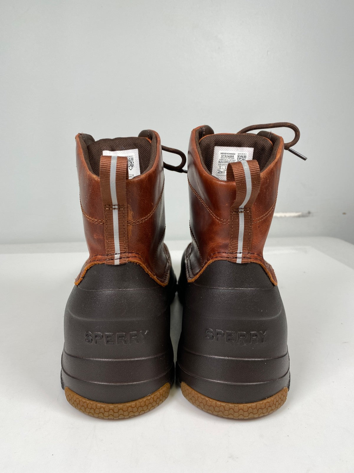 Sperry Men’s Brown Leather Lace Up Duck Boots - 10