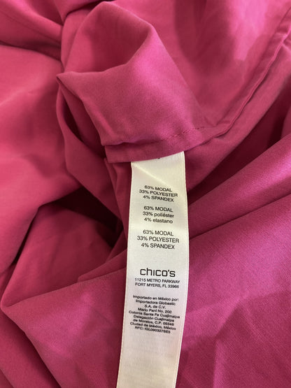 Chico’s Women’s Pink Short Sleeve Tunic Button Up Shirt - 0/US S
