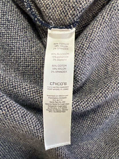 Chico’s Women’s Blue/Beige Open Front Long Sleeve Cardigan Sweater - 3/US XL