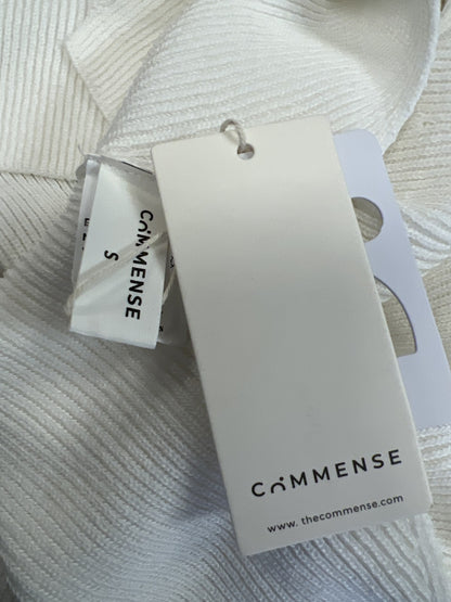 Commense Women’s Ivory/White Ribbed Long Sleeve Sweater Shirt - S