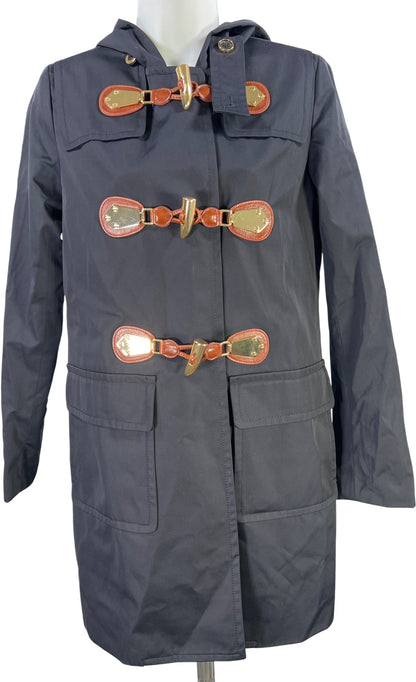 Michael Kors Women’s Dark Blue Long Sleeve Hooded Trench Coat - XS