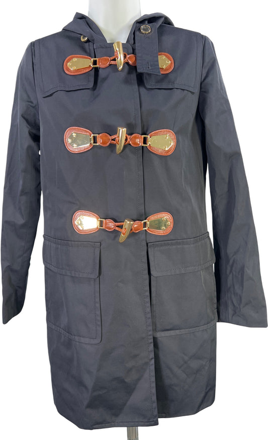 Michael Kors Women’s Dark Blue Long Sleeve Hooded Trench Coat - XS