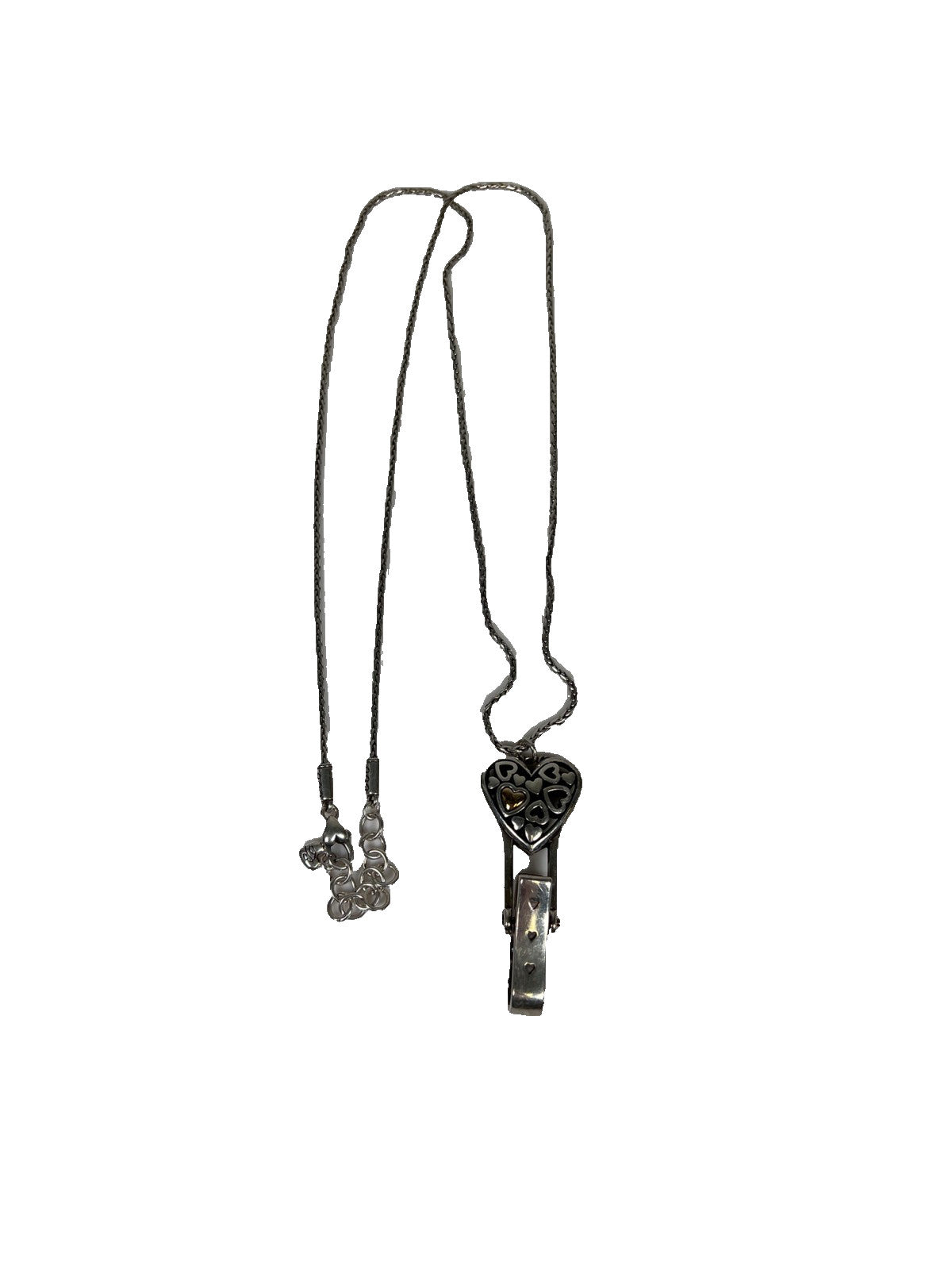 Brighton Silver Plated Reno Heart 19” Lanyard Badge ID Holder Necklace