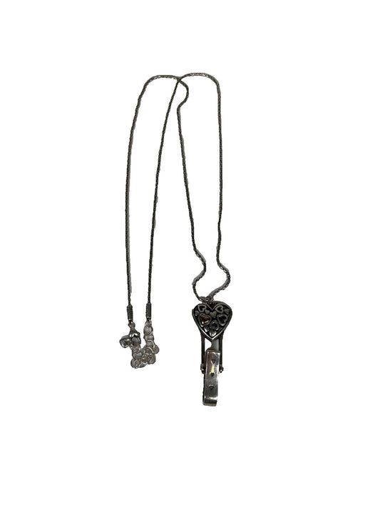 Brighton Silver Plated Reno Heart 19” Lanyard Badge ID Holder Necklace