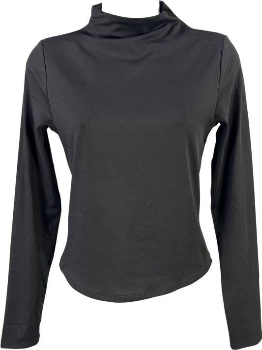 Express Women’s Black Body Contour Compression Mock Neck Long Sleeve Shirt - S