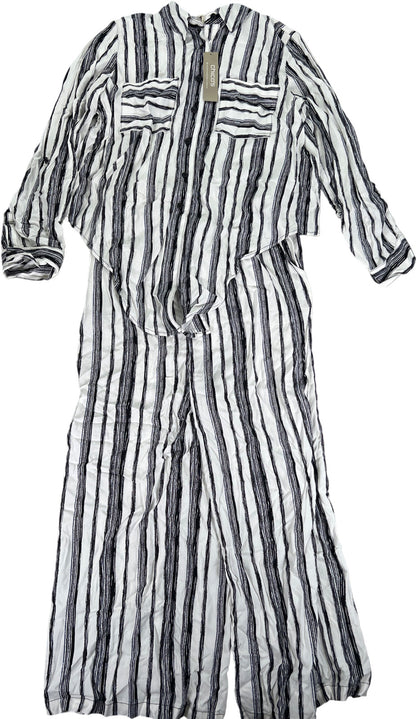 NEW Chico’s Women’s White/Black Gaucho Cropped Jumpsuit Shirt Set - 0/S
