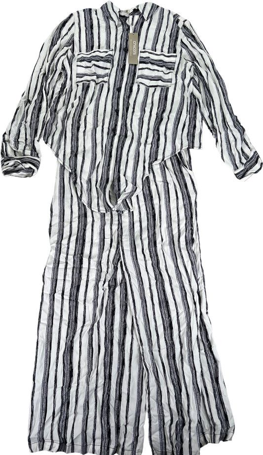 NEW Chico’s Women’s White/Black Gaucho Cropped Jumpsuit Shirt Set - 0/S