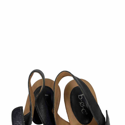 BOC Women's Black Leather Open Toe Strappy Sandals - 10