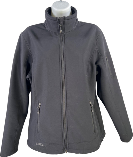 Eddie Bauer Women’s Black Fleece Lined Full Ripstop Zip Soft Shell Jacket - L
