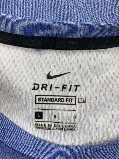 Camiseta deportiva azul de manga corta Dri-Fit de ajuste estándar para niño de Nike - L