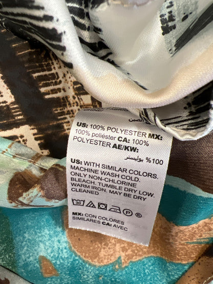 Chico’s Women’s Brown/Blue Short Sleeve Poncho Style Blouse - S/M