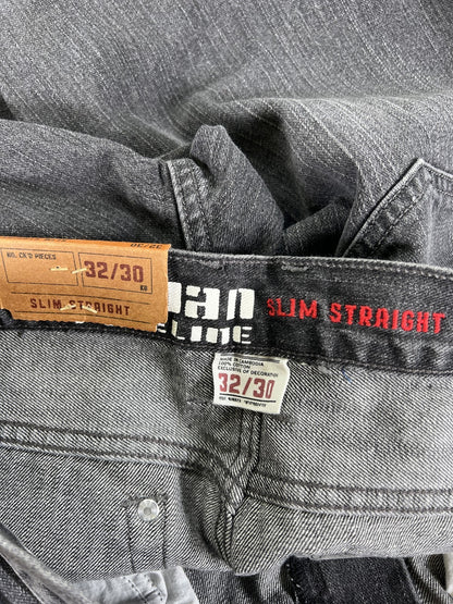 Urban Pipeline Men’s Gray Low Rise Slim Straight Denim Jeans - 32x30