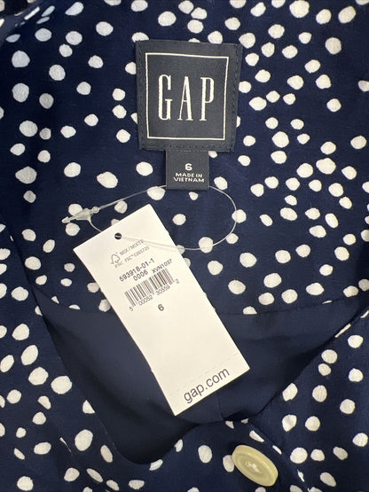NEW GAP Women's Navy Blue Button Up Cap Sleeve Shirt Dress - 6