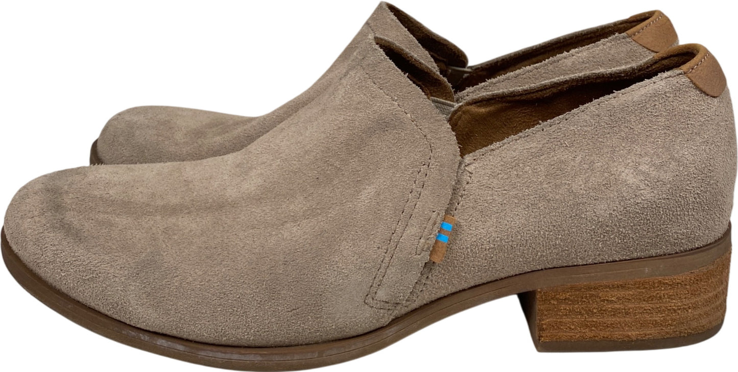 Toms Women’s Gray/Taupe Suede Shaye Low Heel Ankle Booties - 8.5