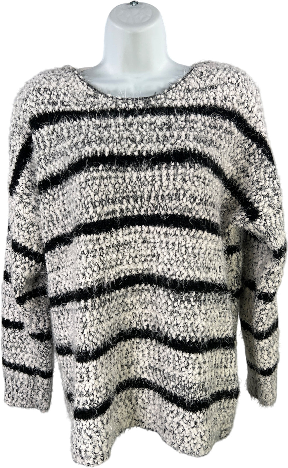 Calvin Klein Women’s White/Black Soft Textured Long Sleeve Sweater - S